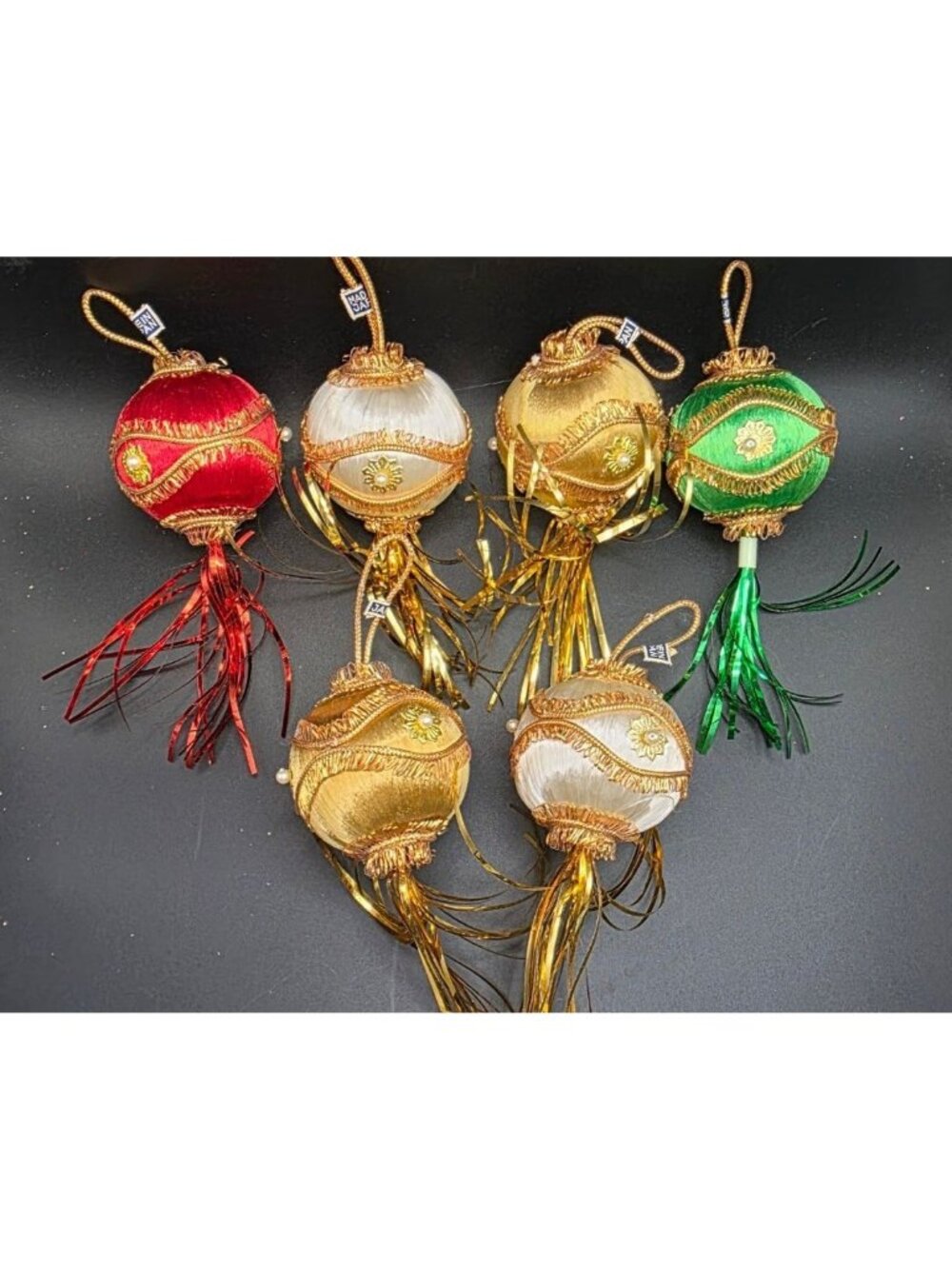 Vintage Satin Push Pin Tinsel Colorful Retro Kitschy Christmas Ornaments Japan